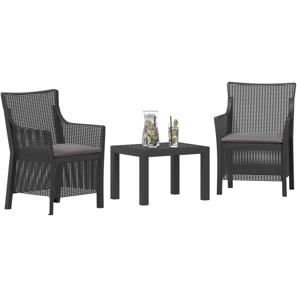 vidaXL Loungeset 3 st Antracietkleurig PP, foto 2
