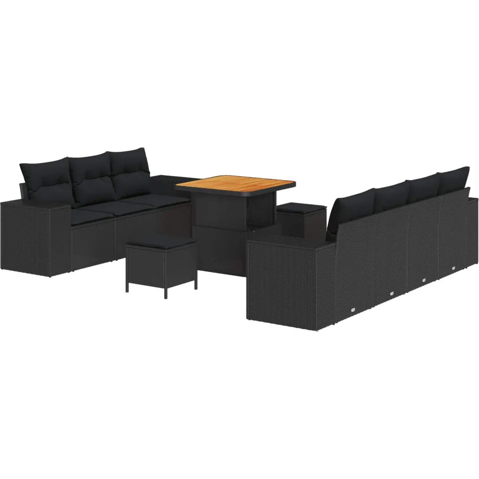 vidaXL Tuin Sofa Set 10 st Zwart poly rattan