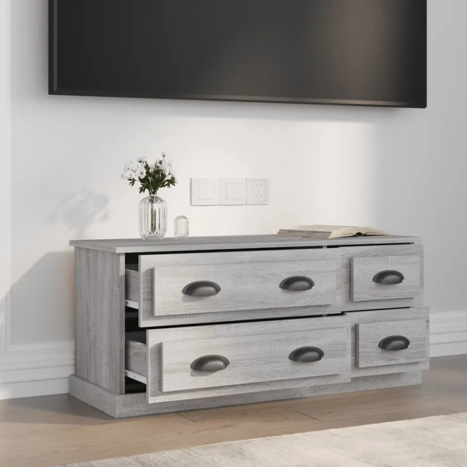 vidaXL Tv-meubel 100x35,5x45 cm bewerkt hout grijs sonoma eikenkleurig, foto 3