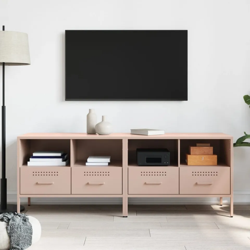vidaXL Tv-meubelen 2 st 68x39x50,5 cm staal roze, foto 3