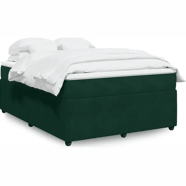 vidaXL Boxspring met matras fluweel donkergroen 140x200 cm groen