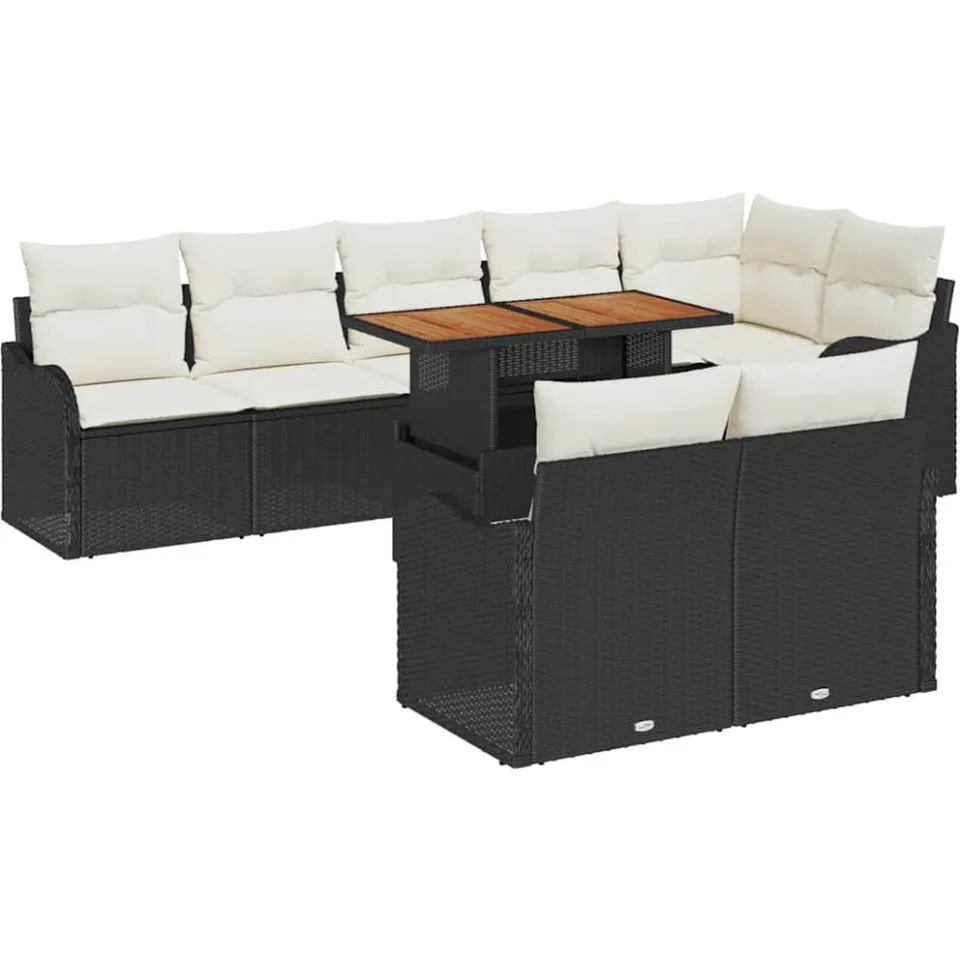 vidaXL Tuin Sofa Set 9 st Zwart Poly riet, foto 3