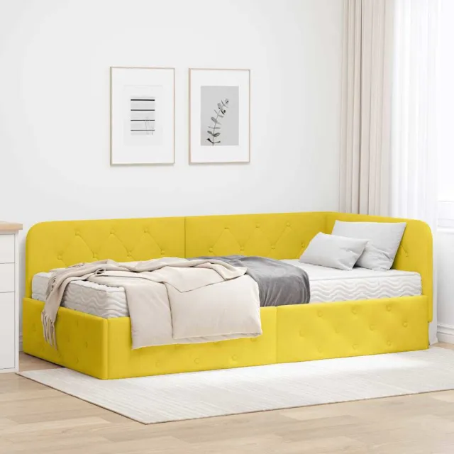 vidaXL Hoekbedframe Geel 90 x 190 cm Fluweel