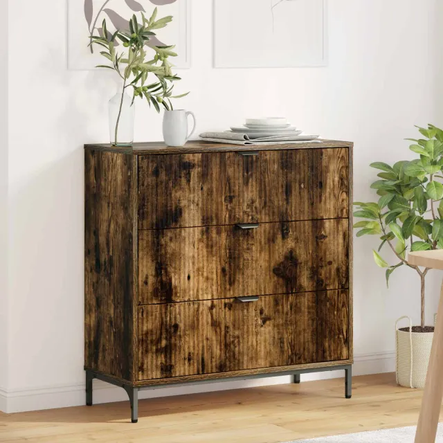 vidaXL Dressoir Gerookt eiken 79,5 x 33 x 82 cm Bewerkt hout, foto 2