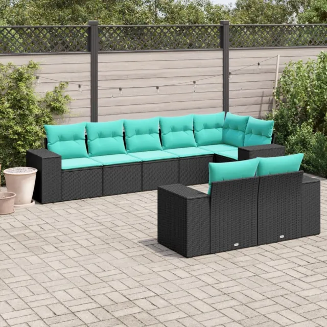 vidaXL 8-delige tuinbankset met kussens, zwart polyrotan, foto 2