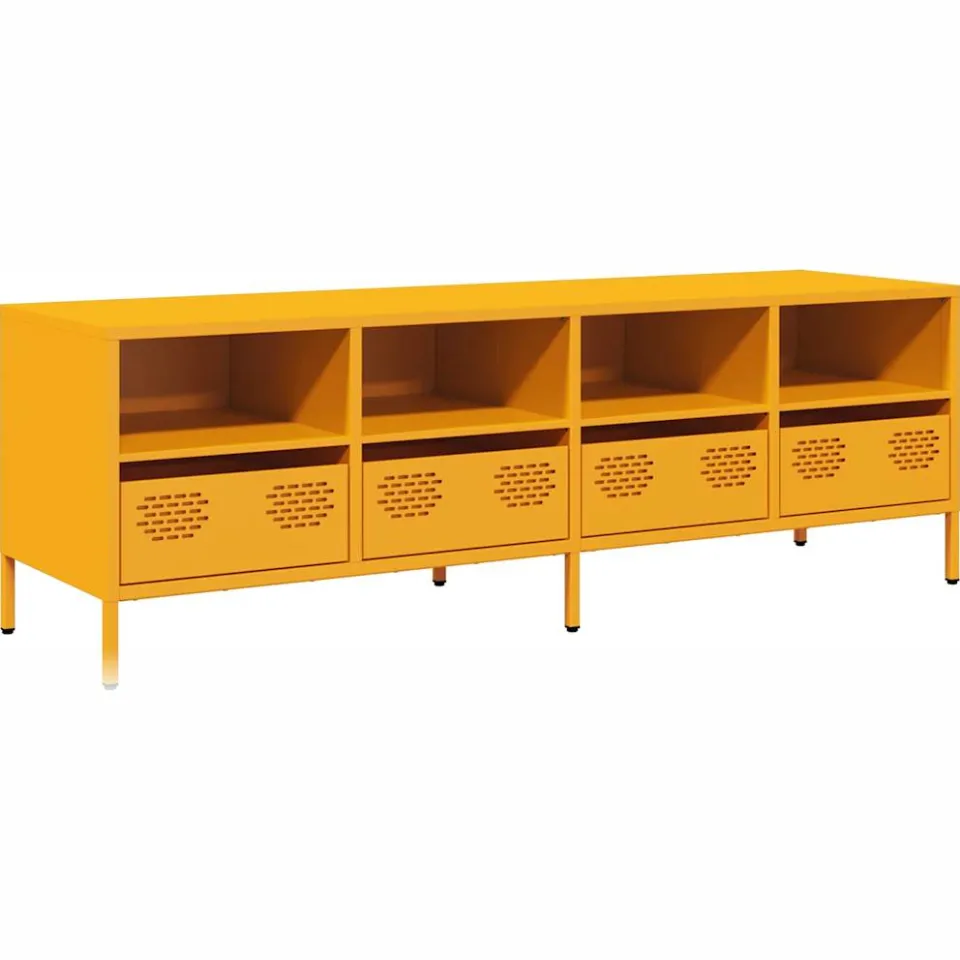 vidaXL Tv-meubel 135x39x43,5 cm koudgewalst staal mosterdgeel, foto 3