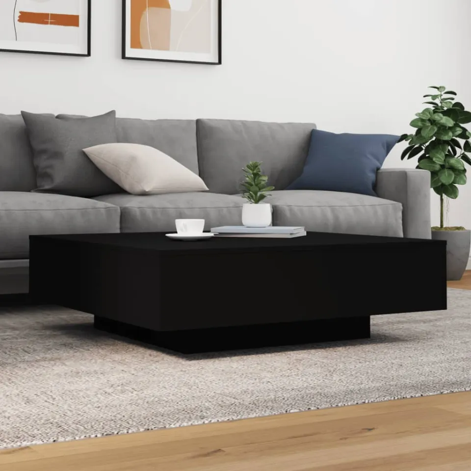 vidaXL Salontafel met LED-verlichting 100x100x31 cm zwart, foto 3