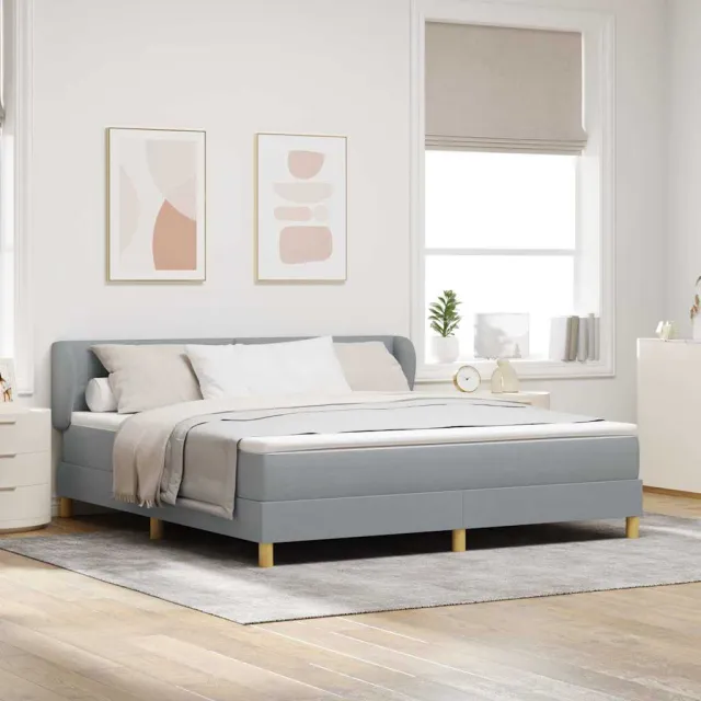 vidaXL Boxspringbed met hoofdeinde Lichtgrijs 180 x 200 cm Stof