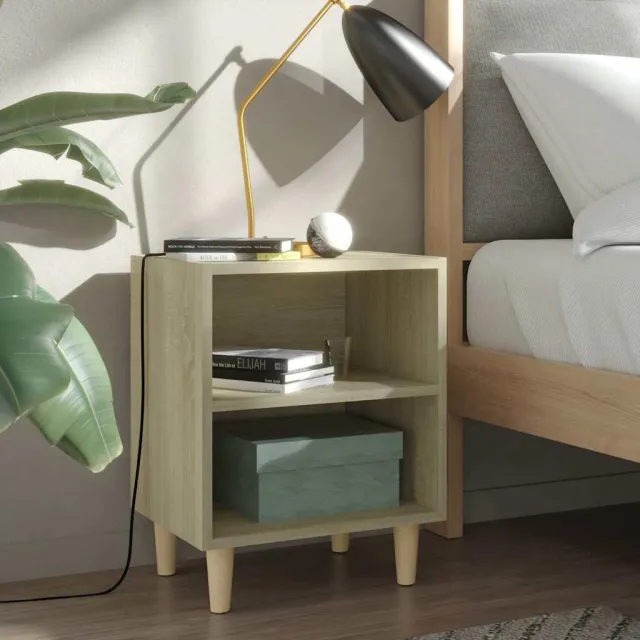 vidaXL Nachtkastjes 2 st met houten poten 40x30x50 cm sonoma eiken, foto 2