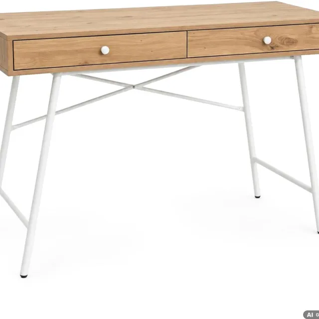 Akord Computerbureau SKANDIA / Artisan eiken / 120 cm / 2 laden, wit onderstel, industriële stijl / 120 x 50 x 80,5 cm Artisan eiken, wit
