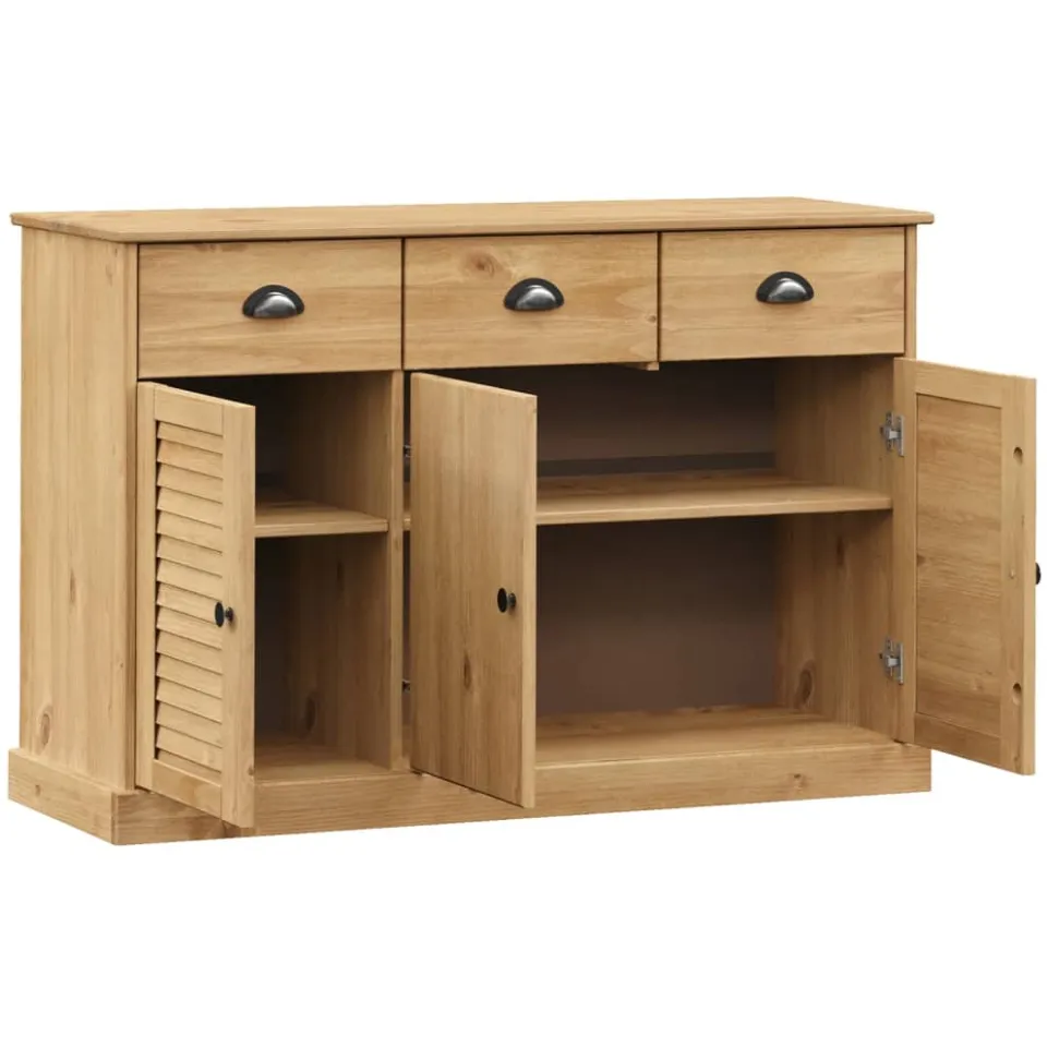 vidaXL Dressoir met lades VIGO 113x40x75 cm massief grenenhout Bruin
