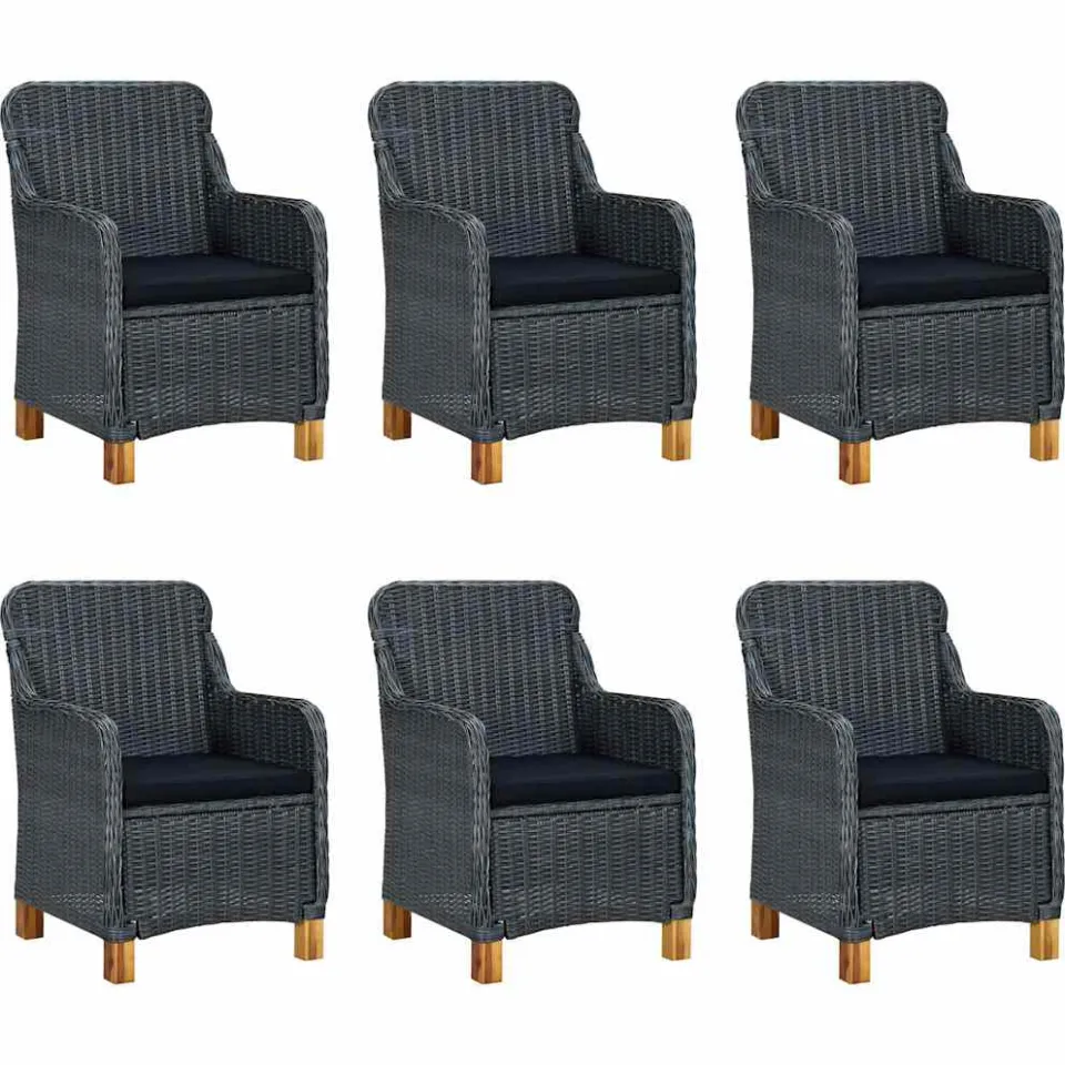 vidaXL 7-delige Tuinset met kussens poly rattan donkergrijs