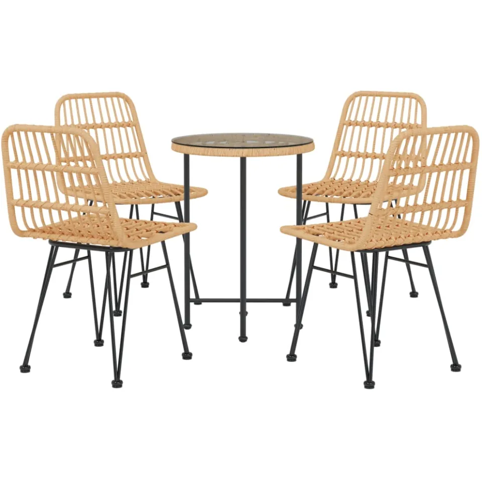 vidaXL 5-delige Tuinset poly rattan Bruin