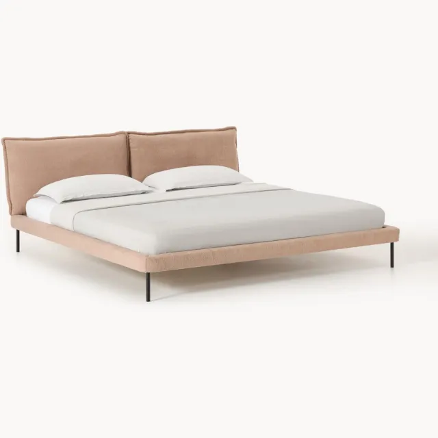 Westwing Collection Gestoffeerd bed Amelia van teddy bouclé Terracotta
