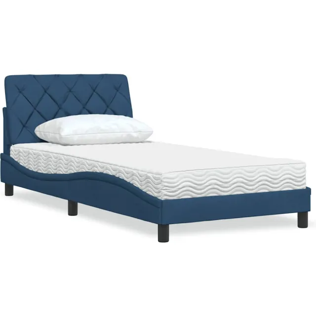 vidaXL Bed met matras stof blauw 100x200 cm