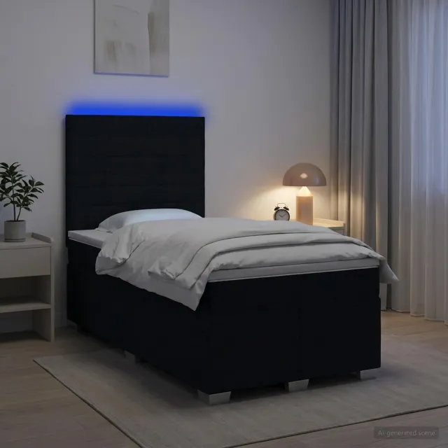 vidaXL Boxspringbed met matras met hoofdeinde Zwart 120 x 190 cm Stof