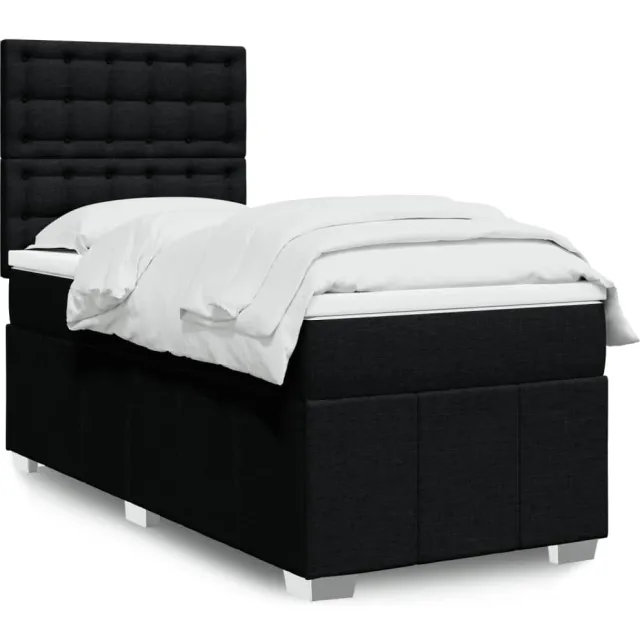 vidaXL Boxspring met matras stof zwart 100x200 cm