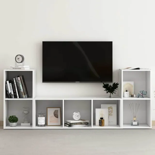 vidaXL 3-delige Tv-meubelset bewerkt hout wit, foto 2