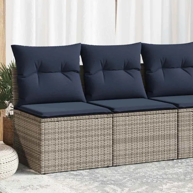 vidaXL 2-delige Loungeset met kussens poly rattan acacia grijs, foto 4