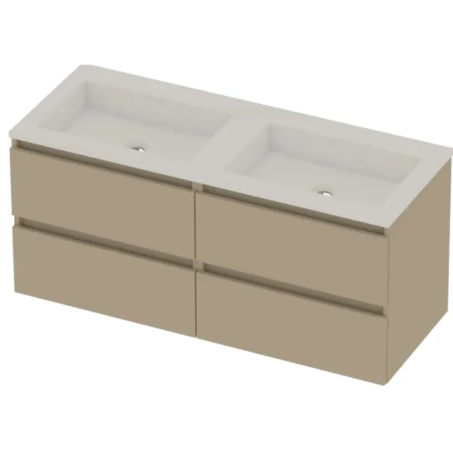 Basic-Line Aura 46 Badmeubelset Acryl 120x46x54 cm A46gwemb2x600 Mat Beige Glans Wit