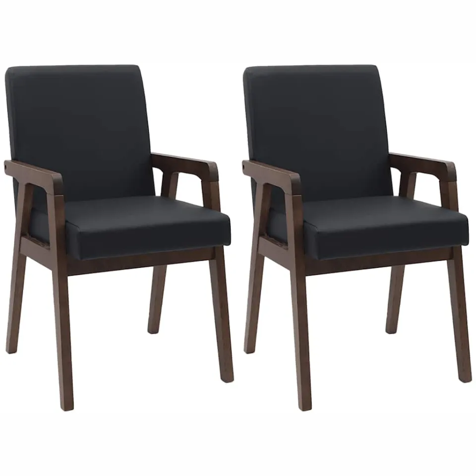 vidaXL Eetkamerstoelen met kussens 2 stuks bruin massief hout rubber