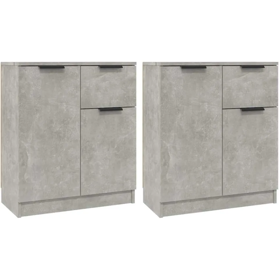 vidaXL Dressoirs 2 st 60x30x70 cm bewerkt hout betongrijs grijs