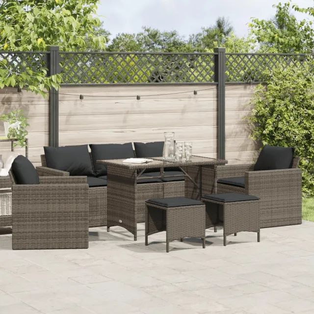 vidaXL 6-delige Loungeset met kussens poly rattan grijs, foto 2