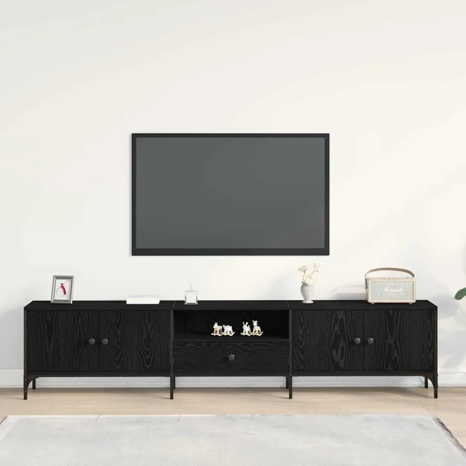 vidaXL TV-kast 200 x 25 x 44 cm Zwart eiken Bewerkt hout, foto 4