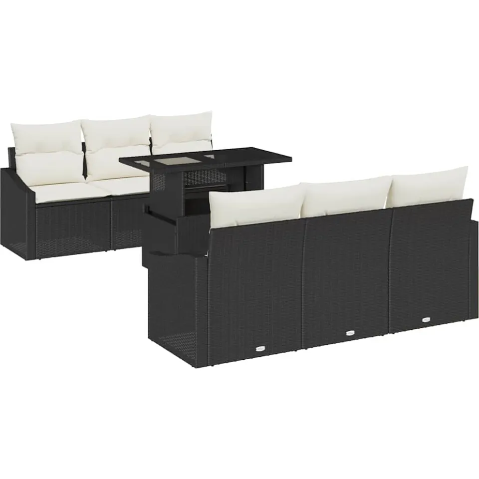vidaXL Tuin Sofa Set 7 st Zwart poly rattan