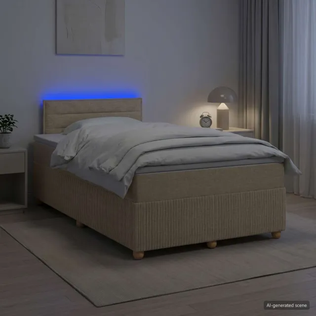 vidaXL Boxspringbed met matras Crèmekleurig 120 x 200 cm Stof