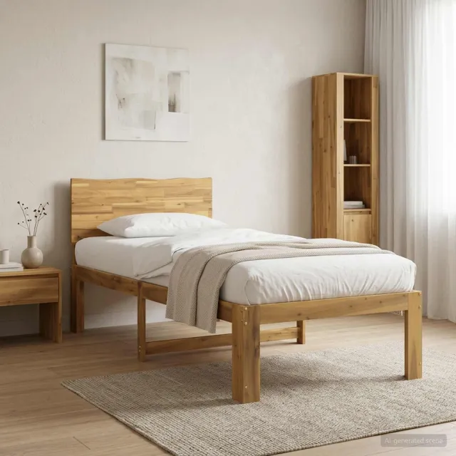 vidaXL Eenpersoonsbed met hoofdbord ROSTOCK Witgewassen 75 x 190 cm Bruin
