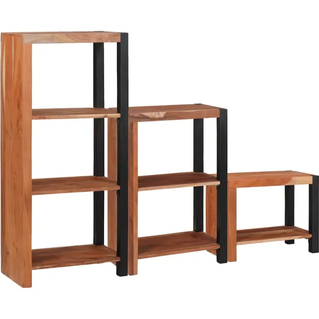 vidaXL Boekenkast 6-laags 3 st 50 x 30 x 110 cm Massief Acaciahout Bruin