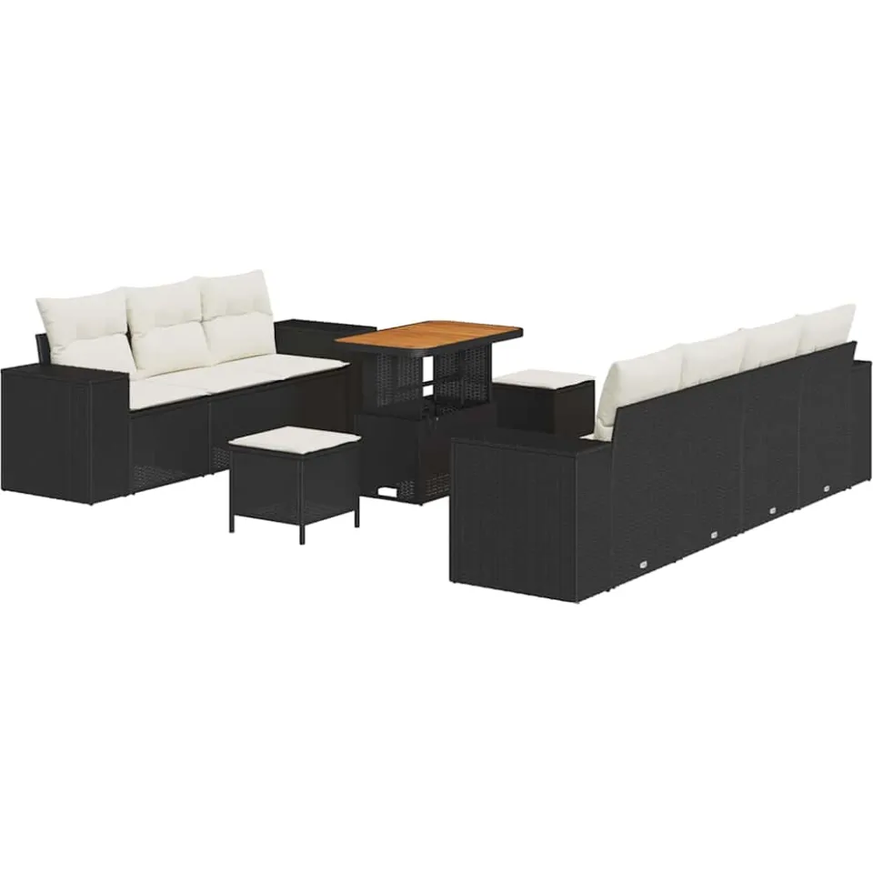 vidaXL Tuin Sofa Set 10 st Zwart poly rattan
