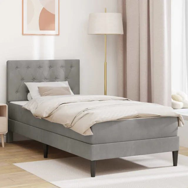 vidaXL Bedframe met matras Lichtgrijs 80 x 200 cm fluweel