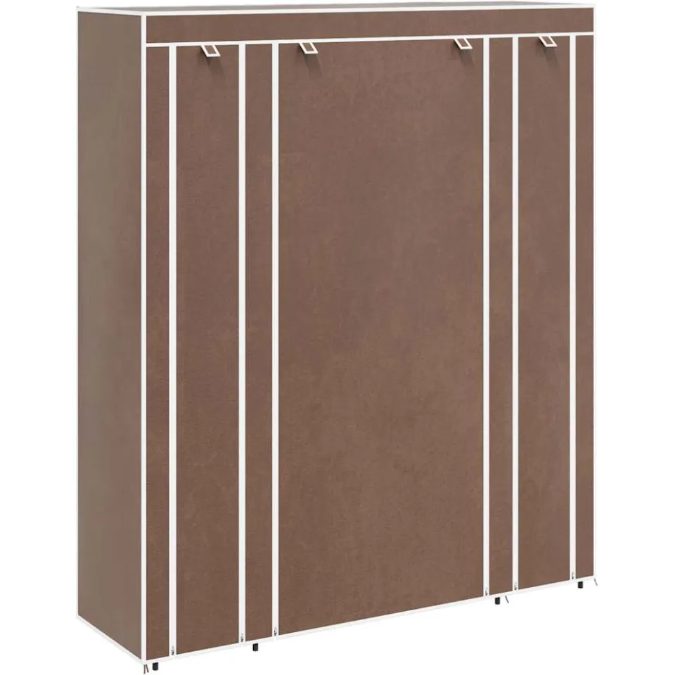 vidaXL Kledingkast met vakken en stangen 45x150x176 cm stof bruin, foto 3