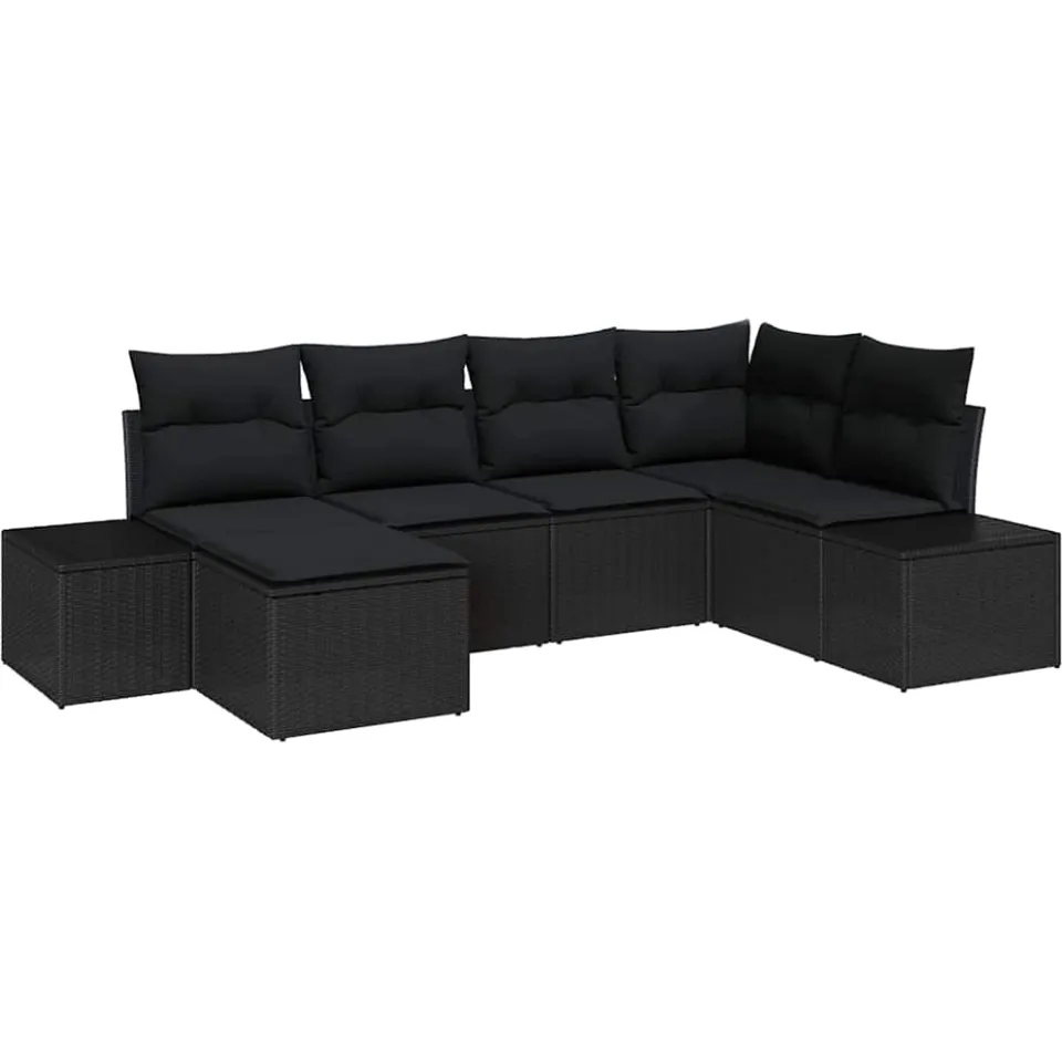 vidaXL Tuin Sofa Set 6 st Zwart poly rattan