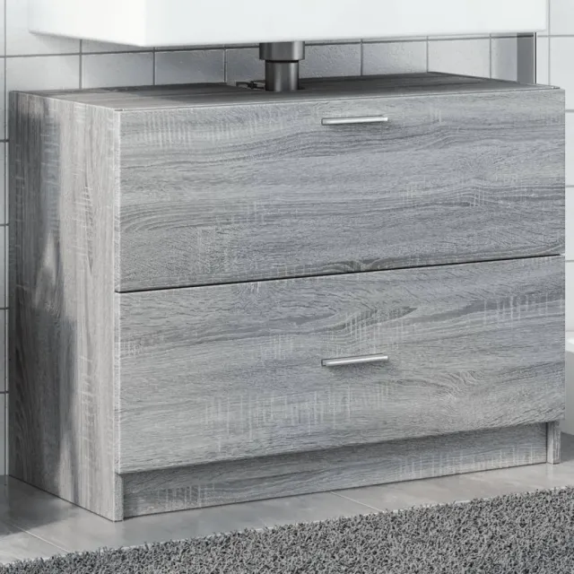 vidaXL Wastafelkast 78x37x59 cm bewerkt hout grijs sonoma eikenkleurig, foto 2