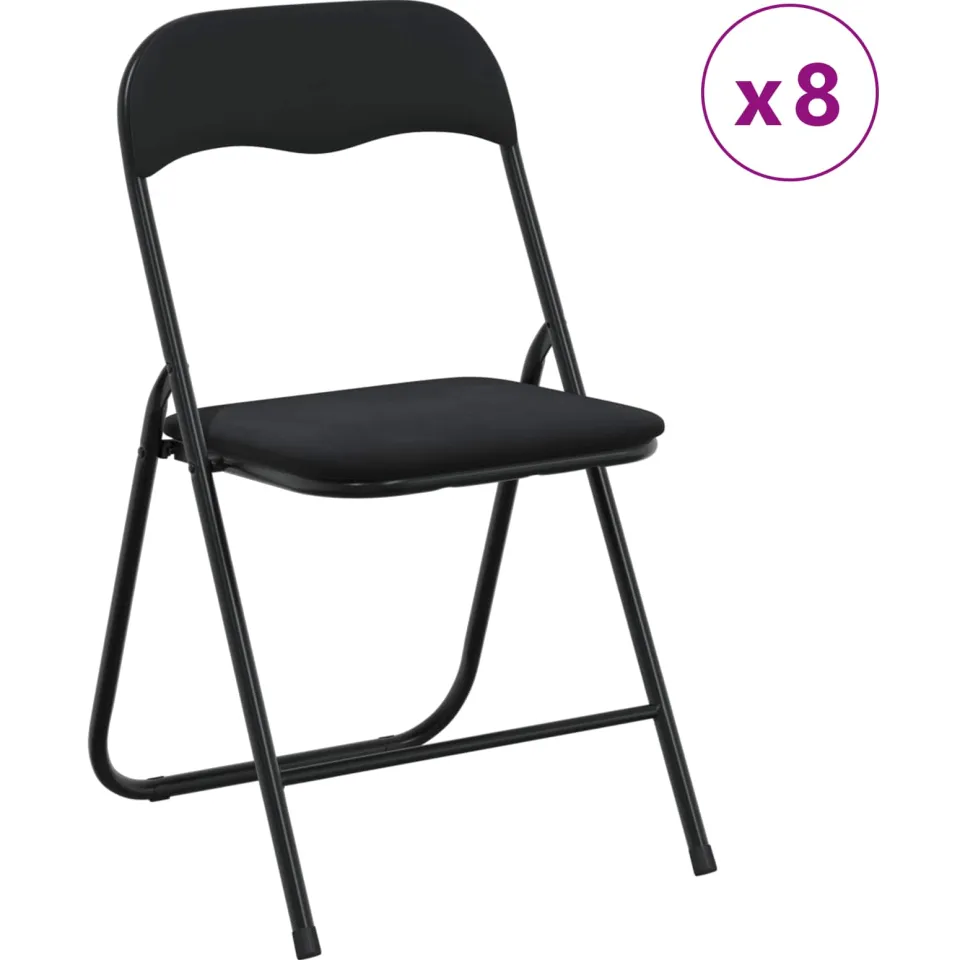 vidaXL Inklapbare stoel 8 st Fluweel Zwart 48 x 44 x 78 cm, foto 2