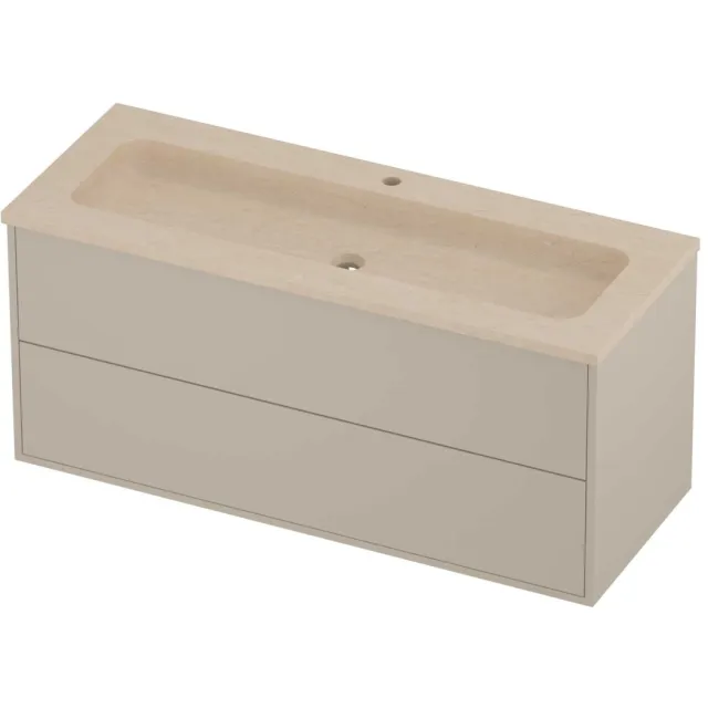 Proline Rollo Badmeubelset Hardsteen Elegant 1 Kraangat 120x46x54 cm Sand Stone Soft Linen Beige