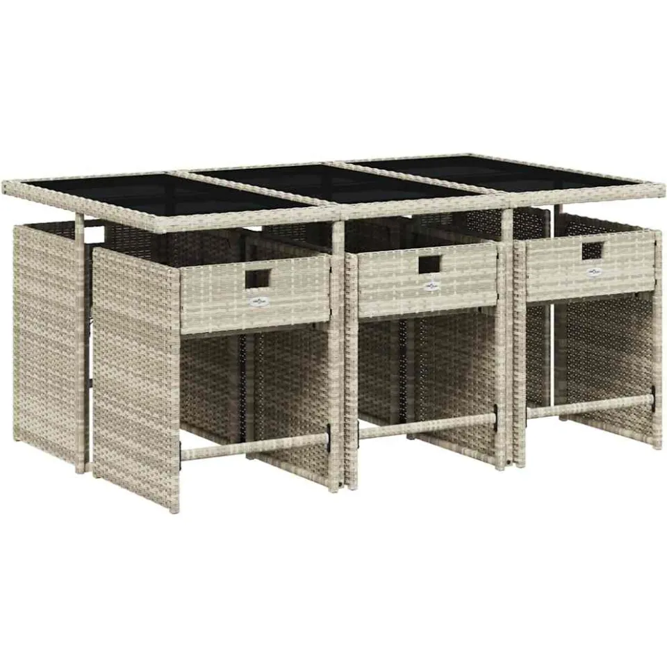 vidaXL 7-delige Tuinset met kussens poly rattan grijs, foto 2