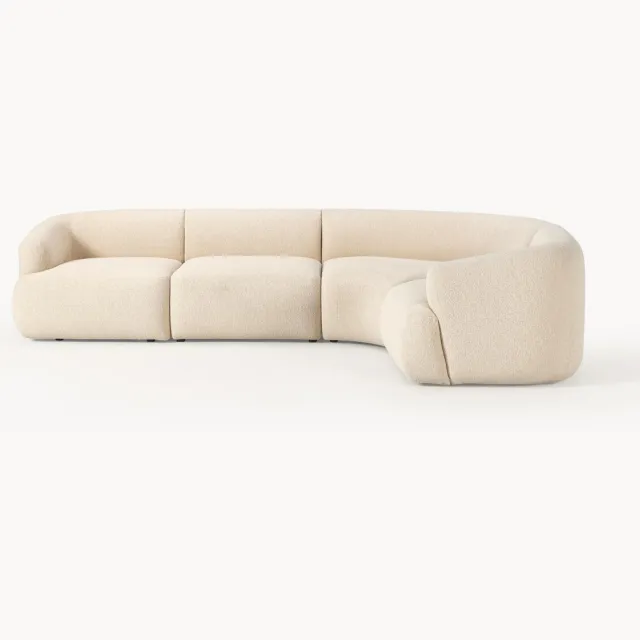 Westwing Collection Modulaire bouclé hoekbank Sofia (4-zits) beige