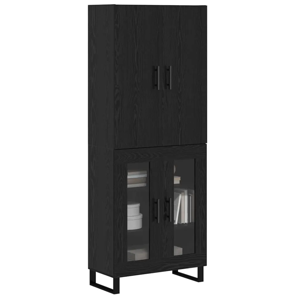 vidaXL Hoge kast 2 st Zwart Eiken 69,5 x 34 x 180 cm