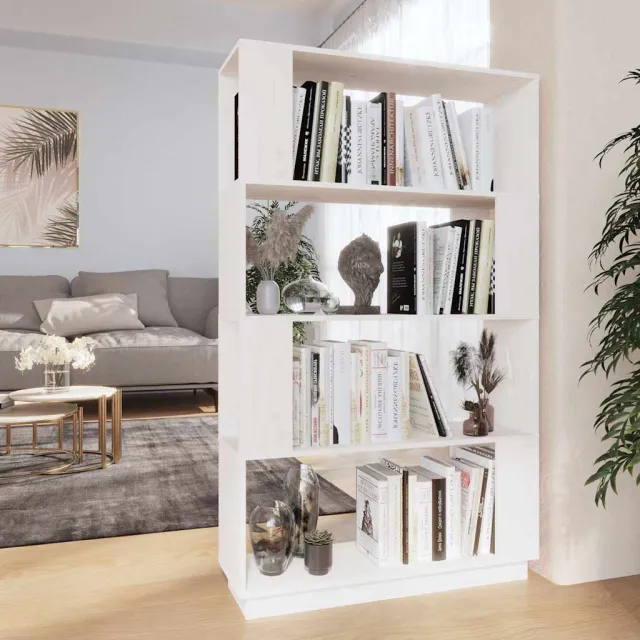 vidaXL Boekenkast/kamerscherm 80x25x132 cm massief grenenhout wit, foto 2