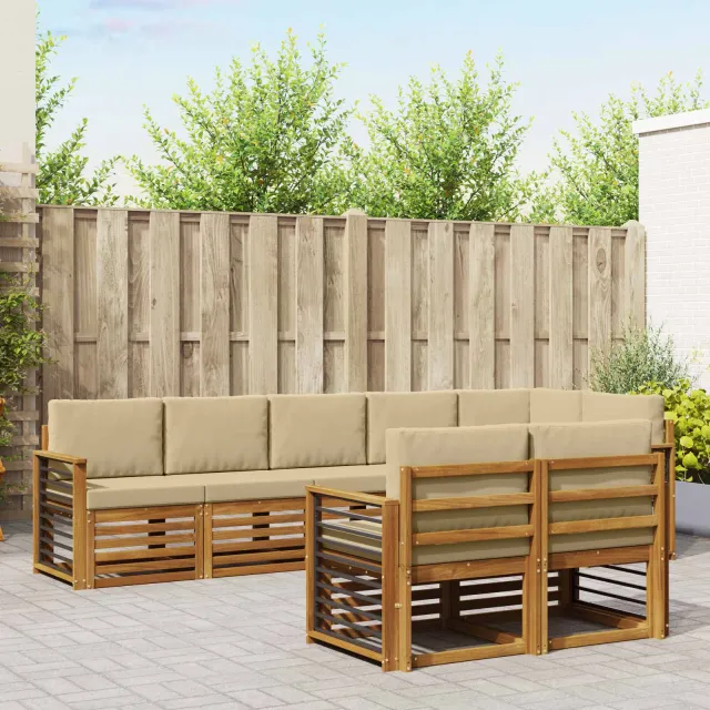 vidaXL Buiten bankenset 8 st 8-zits Natuurlijk en Beige