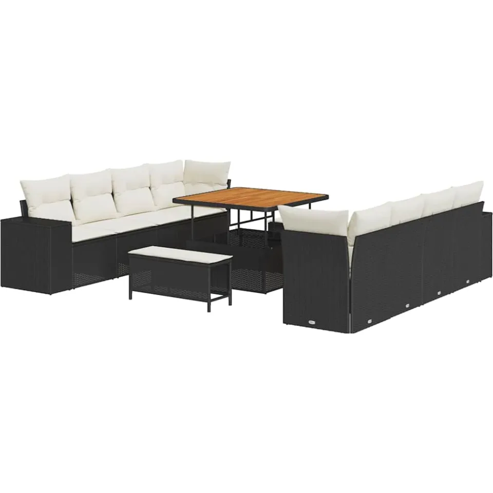 vidaXL Tuin Sofa Set 11 st Zwart poly rattan, foto 4