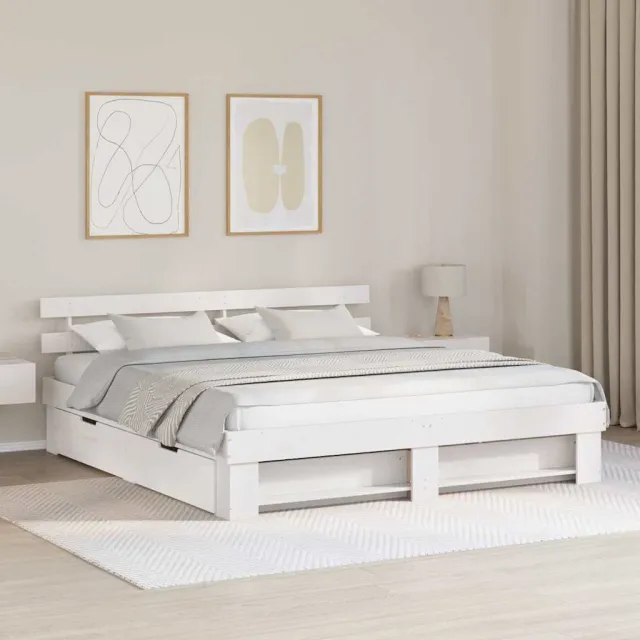 vidaXL Bedframe met hoofdeinde Wit 180 x 200 cm Massief grenenhout