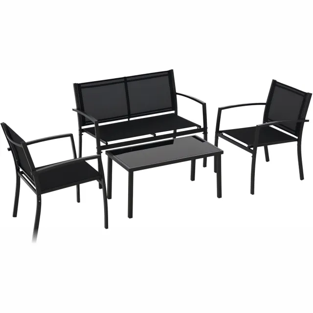 Outsunny tuinbankstel - Metaal - 105x60x77cm - Zwart