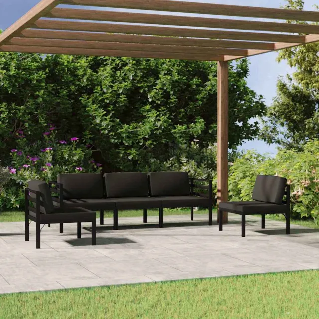 vidaXL 5-delige Loungeset met kussens aluminium antracietkleurig, foto 2