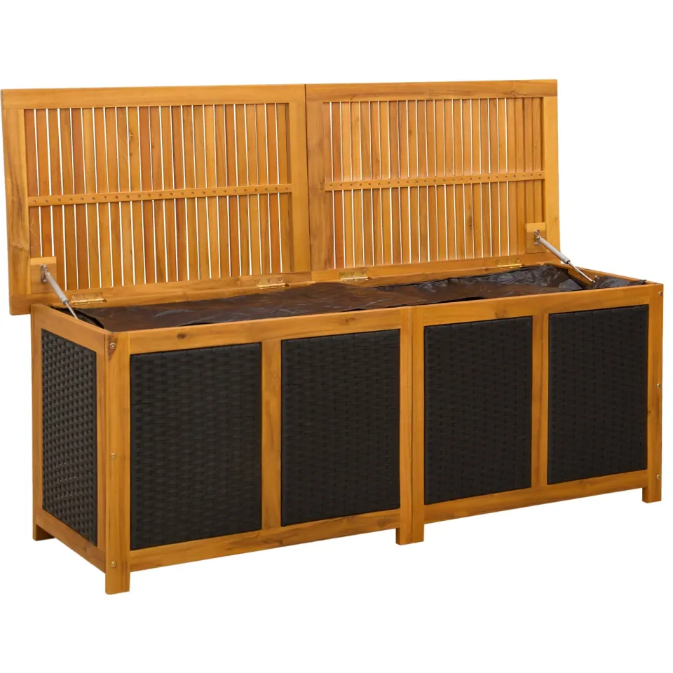 vidaXL Tuinopslagdoos 243 L Massief Acaciahout 150 x 50 x 56 cm Zwart