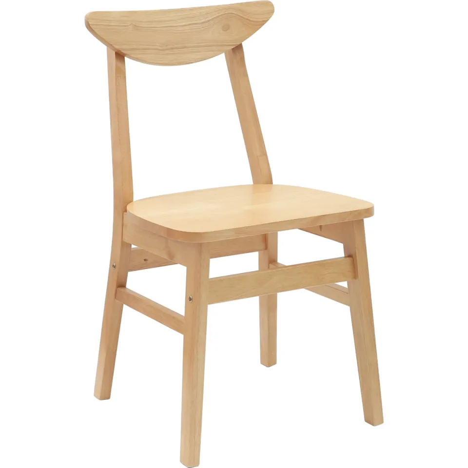 vidaXL Eettafelstoelen 2 st Massief Rubberhout Naturel, foto 4